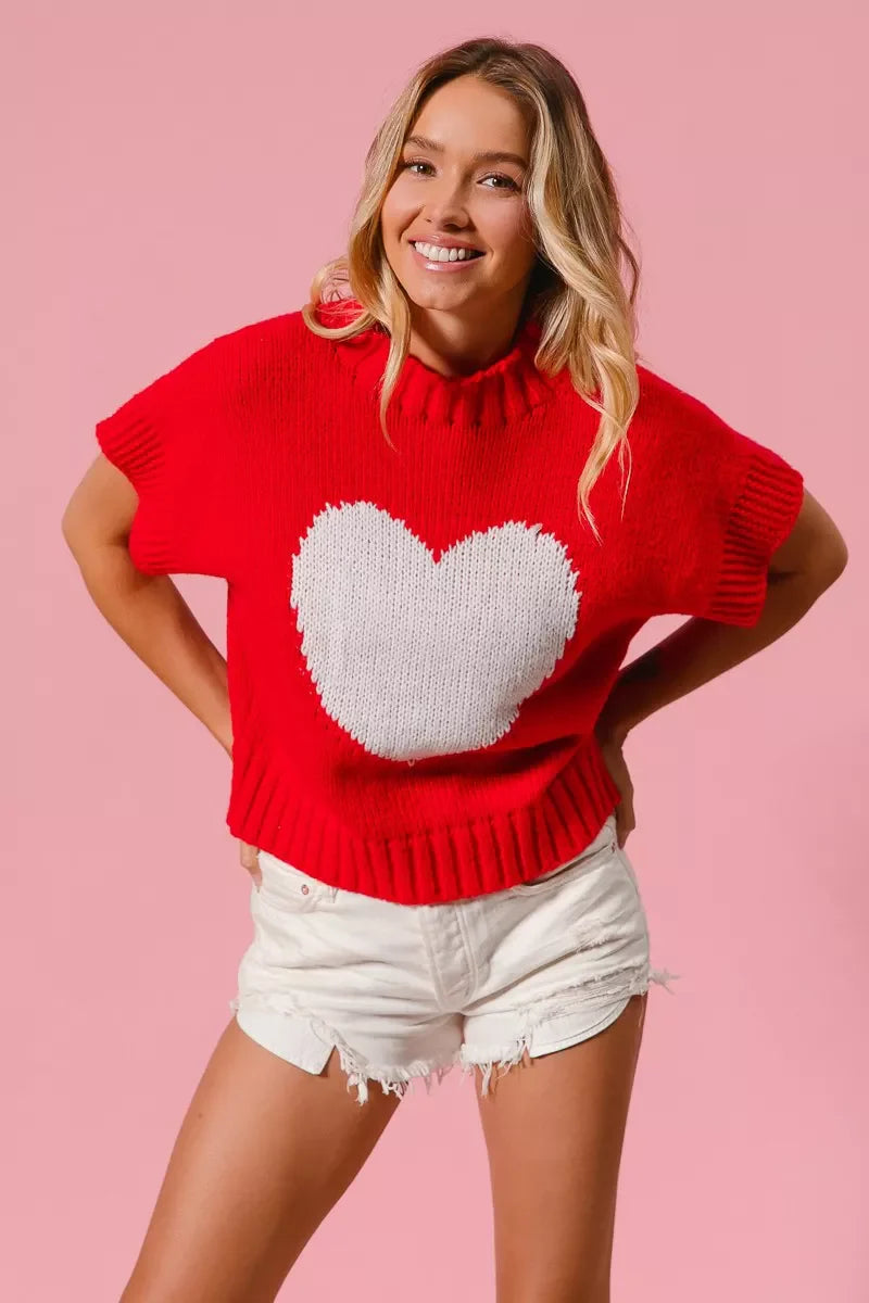 Pull de la Saint-Valentin BiBi avec motif cœur et bords-côtes