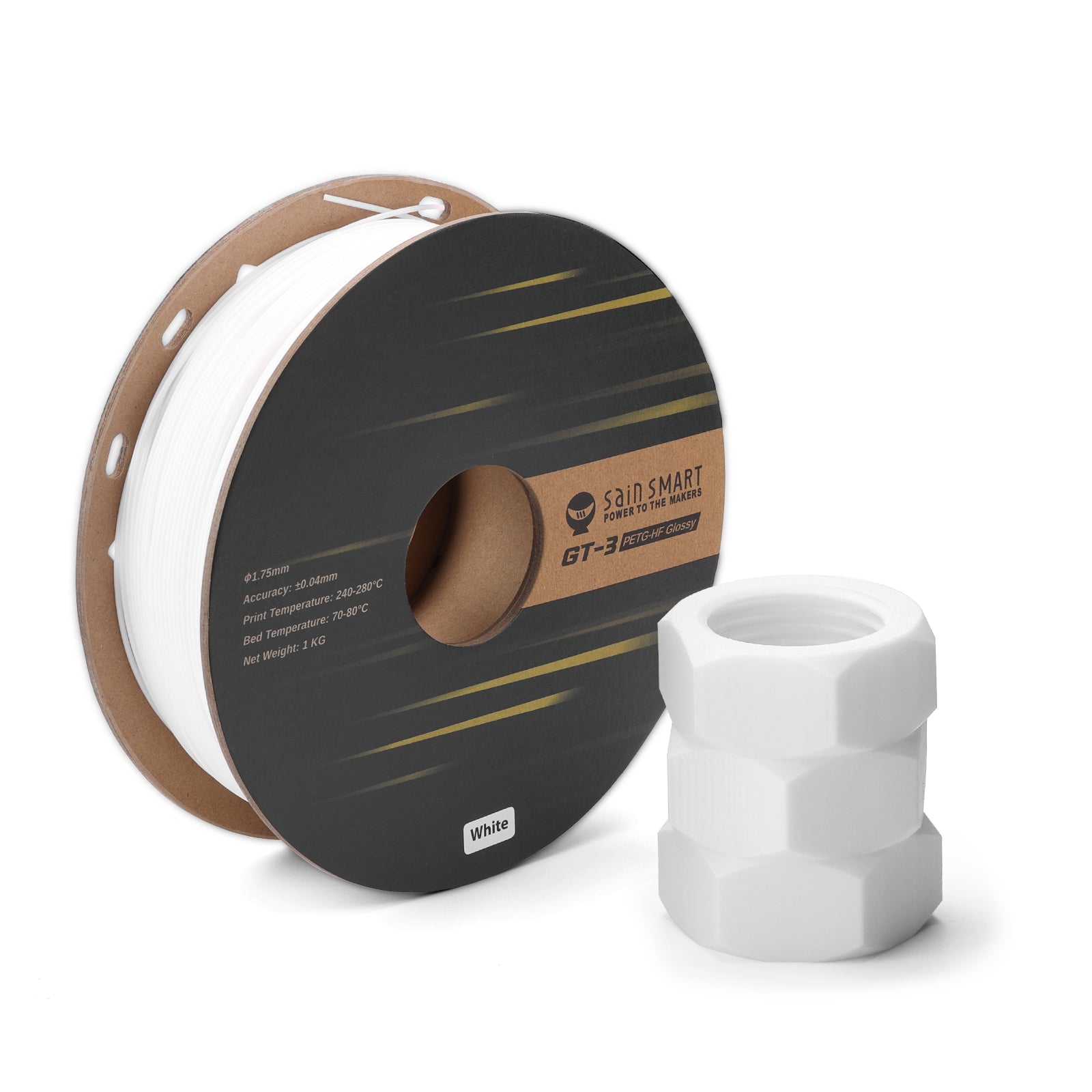 GT-3 High-Speed PETG Filament, glänzend, 1,75mm, +/-0,04mm, 1KG, Schwarz Weiß Transparent