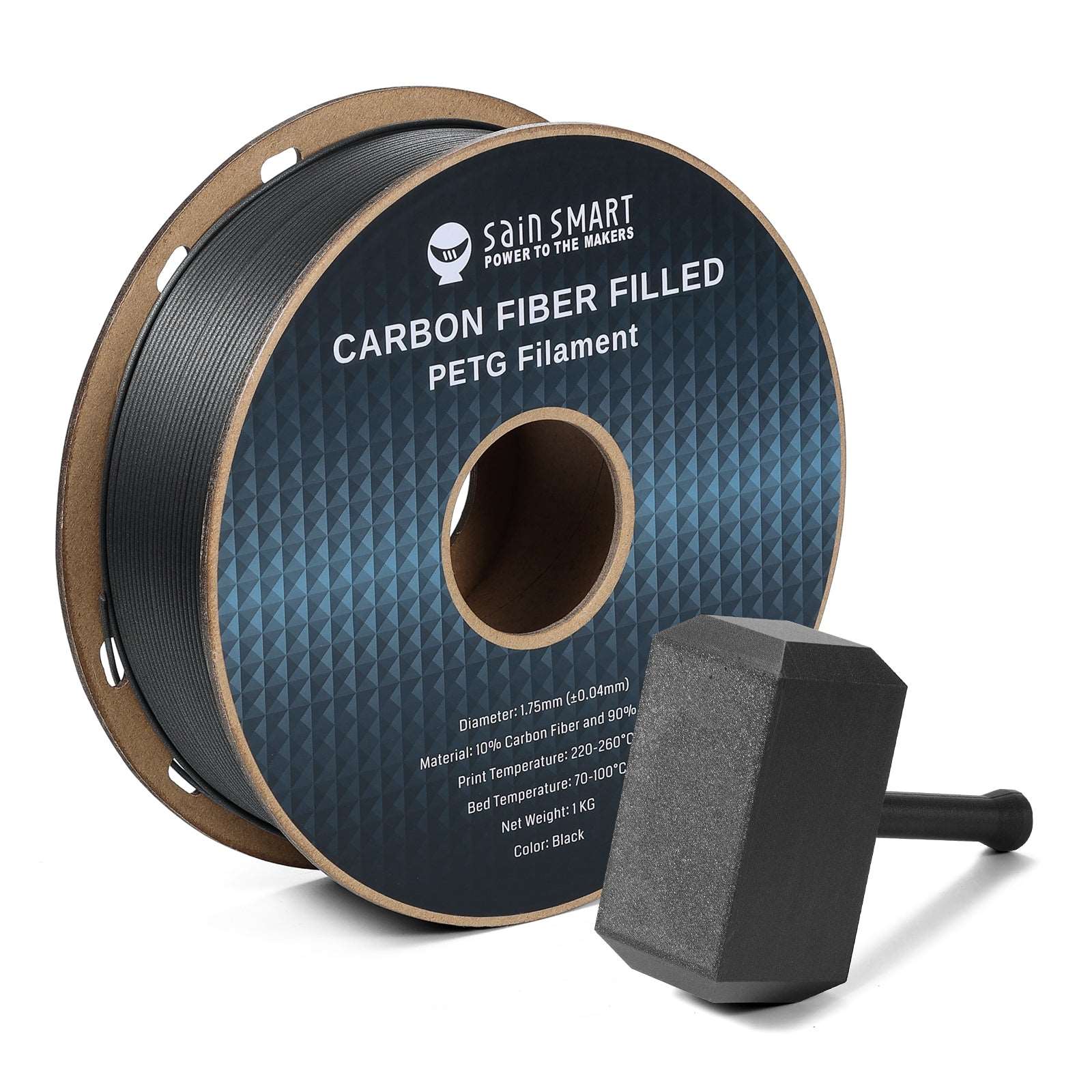 Schwarzes Bronze-Kohlefaser-PETG-Filament, 1,75 mm, Genauigkeit +/-0,04 mm, 1 kg (2,2 lbs)