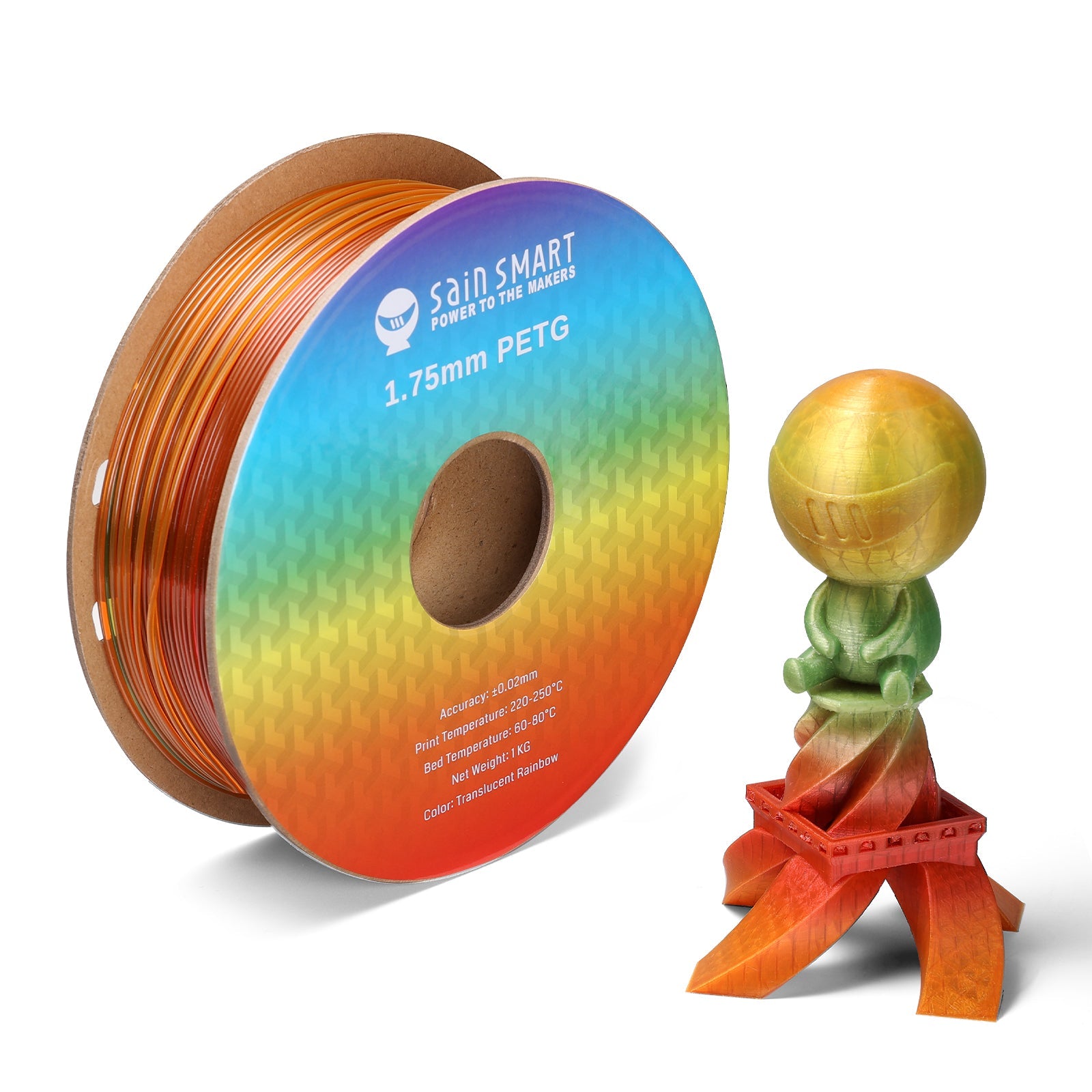 Arc-en-ciel translucide, filament PETG PRO-3 de 1,75 mm, 1 kg