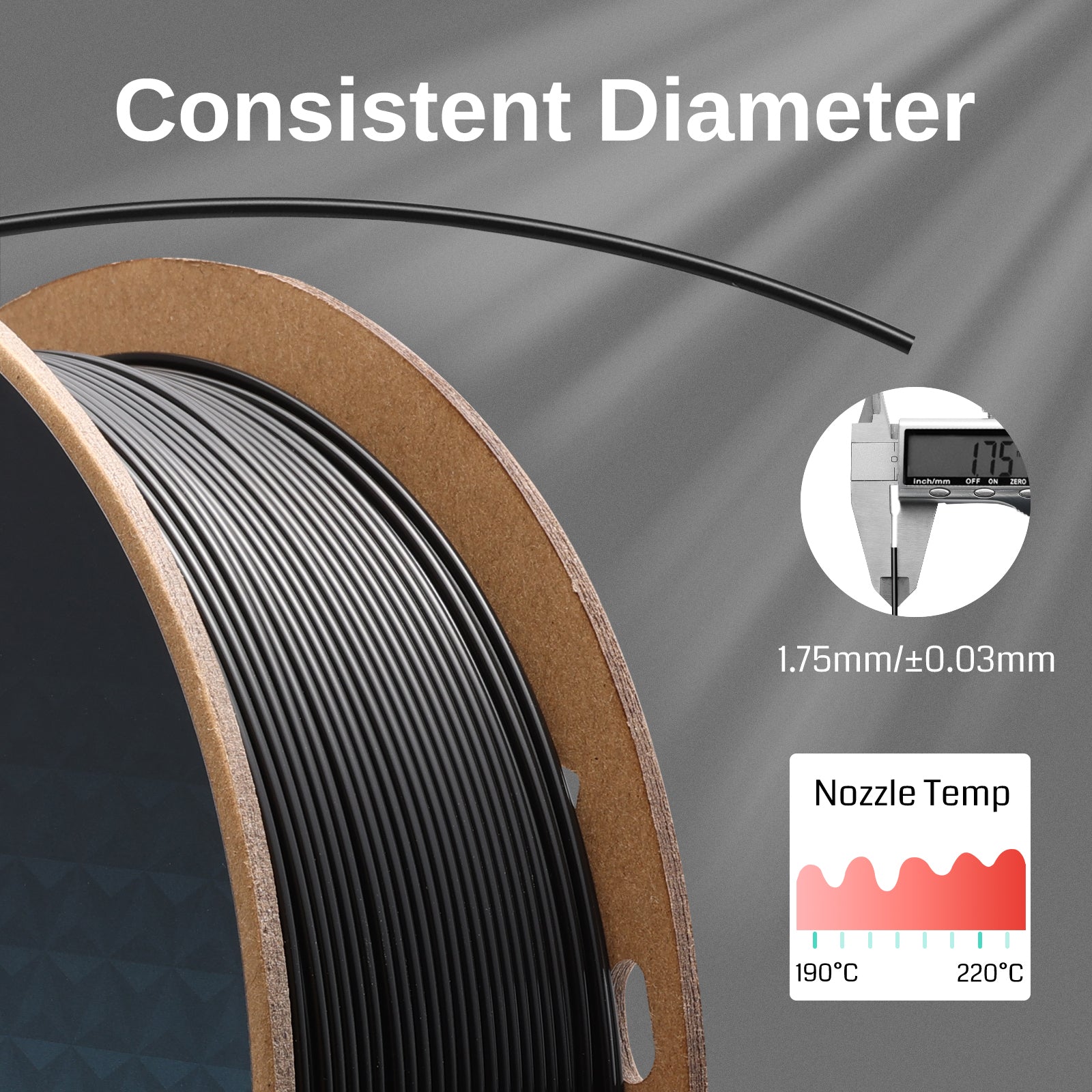 GT-3 Hochgeschwindigkeits-PLA-Lite Filament 1.75mm, 1KG, ±0.03mm, Schwarz/Weiß