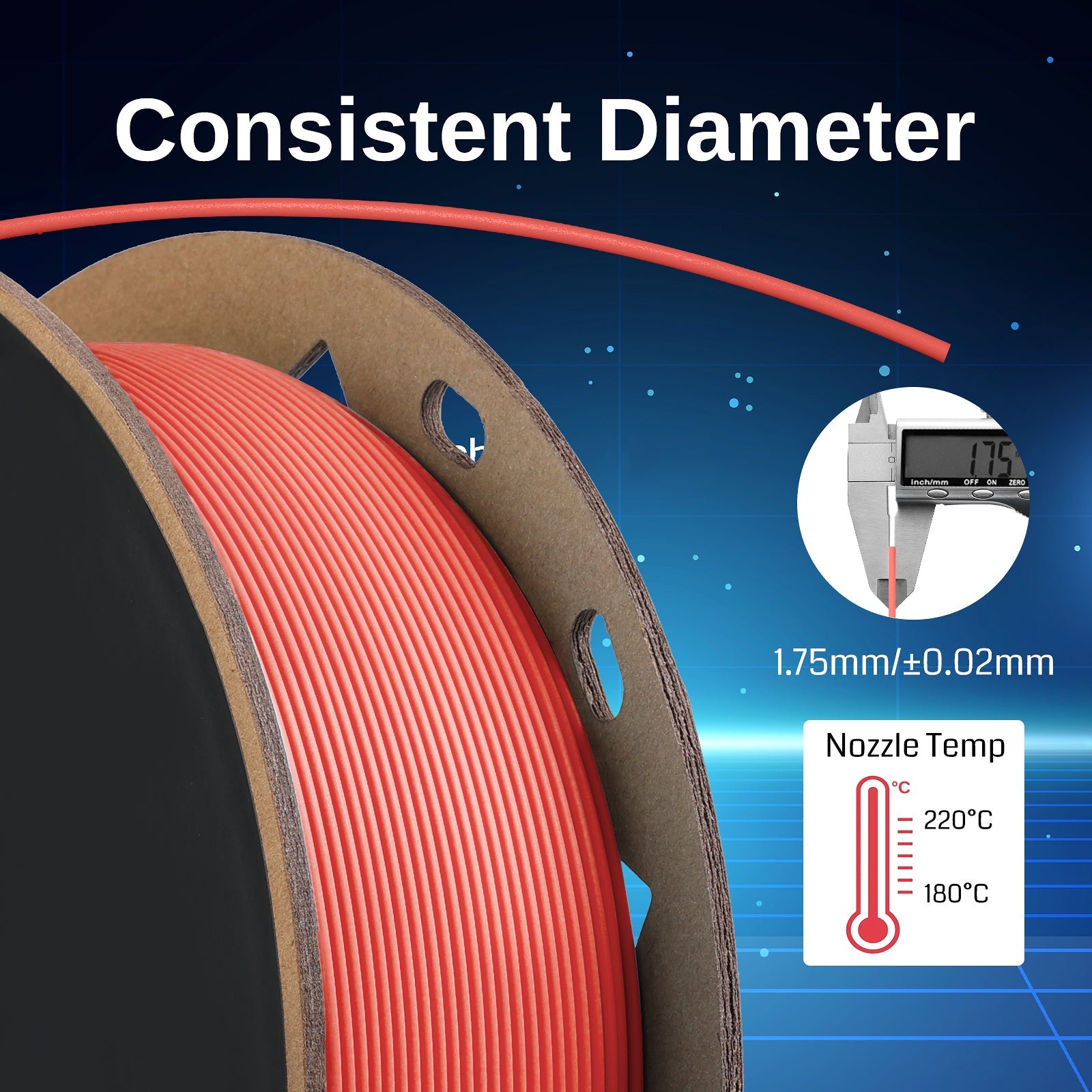 GT-3 High-Speed Mattes PLA Filament 1.75mm, 1KG, ±0.02mm, Schwarz/Weiß/Türkis/Mint/Rot/Grau