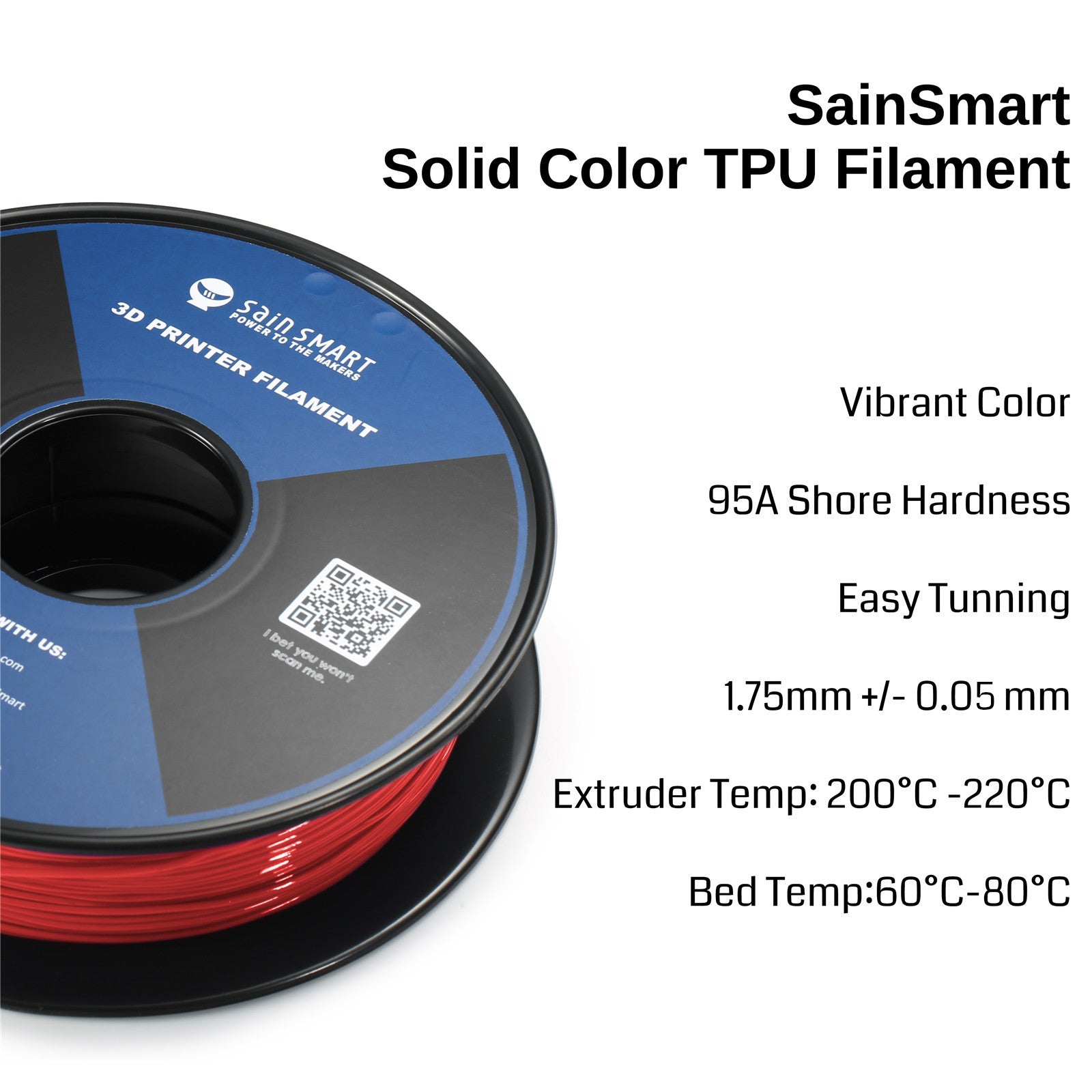 Neon Scarlet, Cyberpunk Farbe TPU 1.75mm Filament 0.8kg/1.76lb