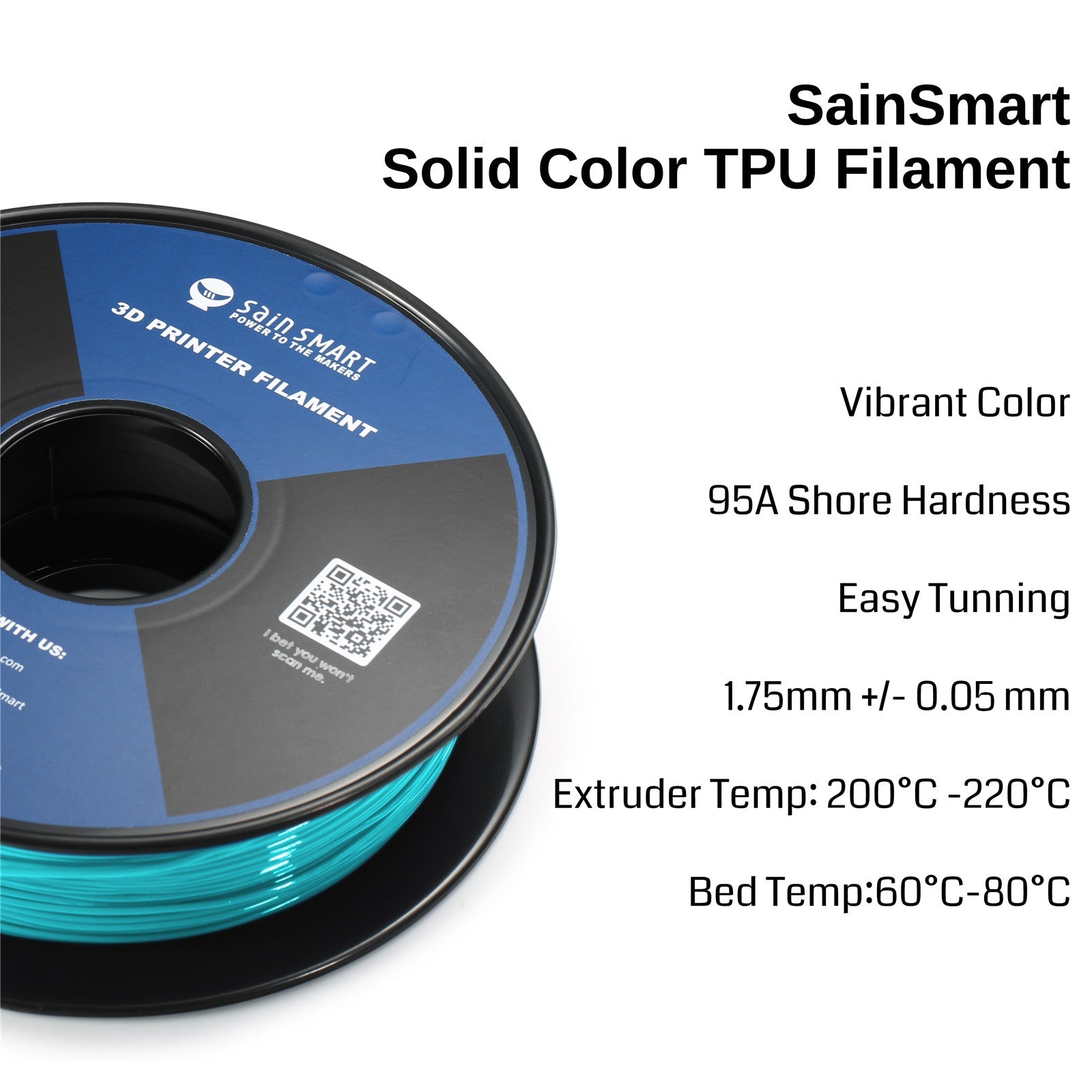 Neon Cyan, Cyberpunk Farb-TPU Filament 1.75mm 0.8kg/1.76lb