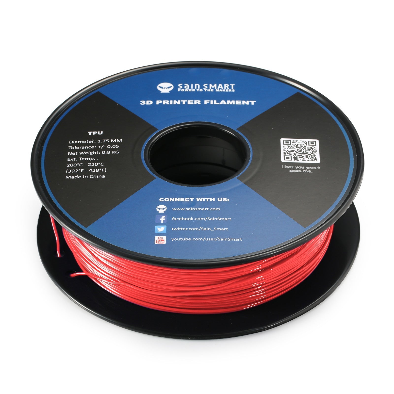 Neon Scarlet, Cyberpunk Farbe TPU 1.75mm Filament 0.8kg/1.76lb