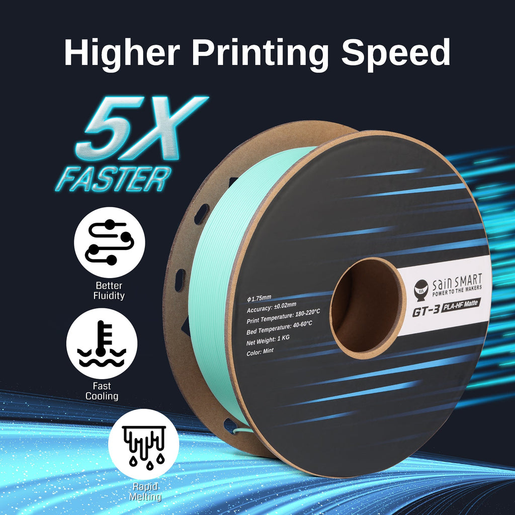 GT-3 High-Speed Mattes PLA Filament 1.75mm, 1KG, ±0.02mm, Schwarz/Weiß/Türkis/Mint/Rot/Grau