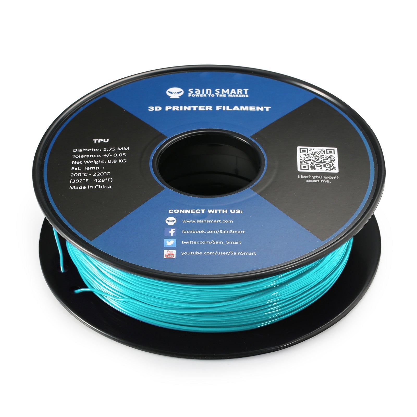 Neon Cyan, Cyberpunk Farb-TPU Filament 1.75mm 0.8kg/1.76lb