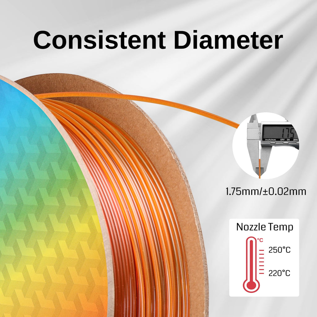 Arc-en-ciel translucide, filament PETG PRO-3 de 1,75 mm, 1 kg