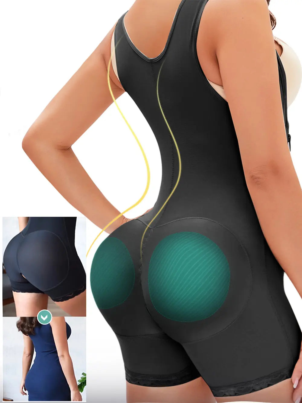 Full Size Side Zip Up Shapewear mit breiten Trägern