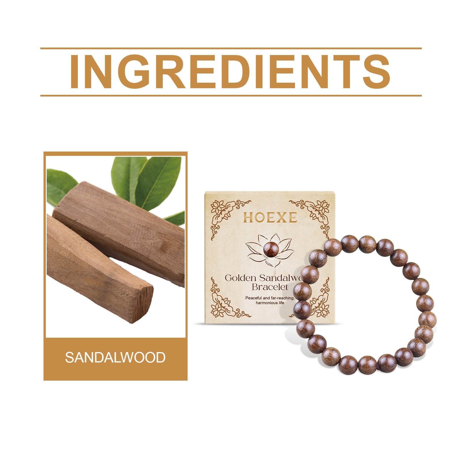 Golddraht Sandelholzperle Hand Täglicher Trageschmuck Schlicht Mode 100 mit dekorativem Holzperlenarmband