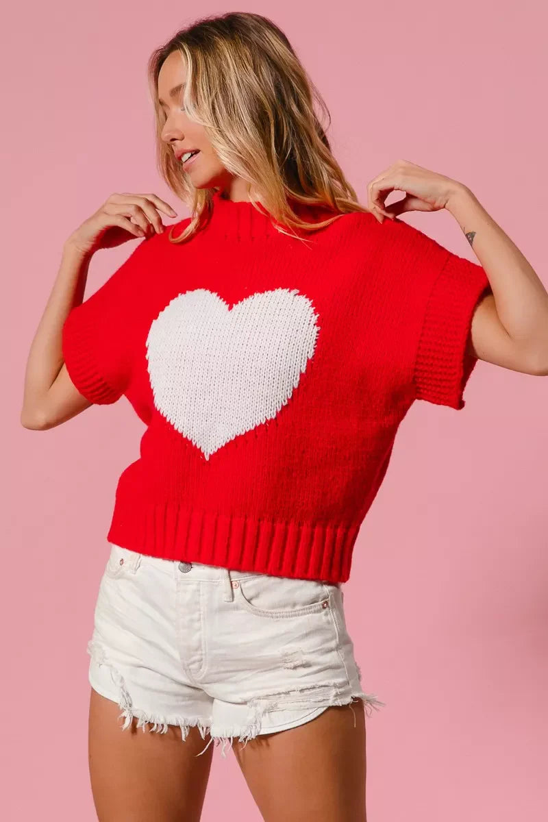 Pull de la Saint-Valentin BiBi avec motif cœur et bords-côtes