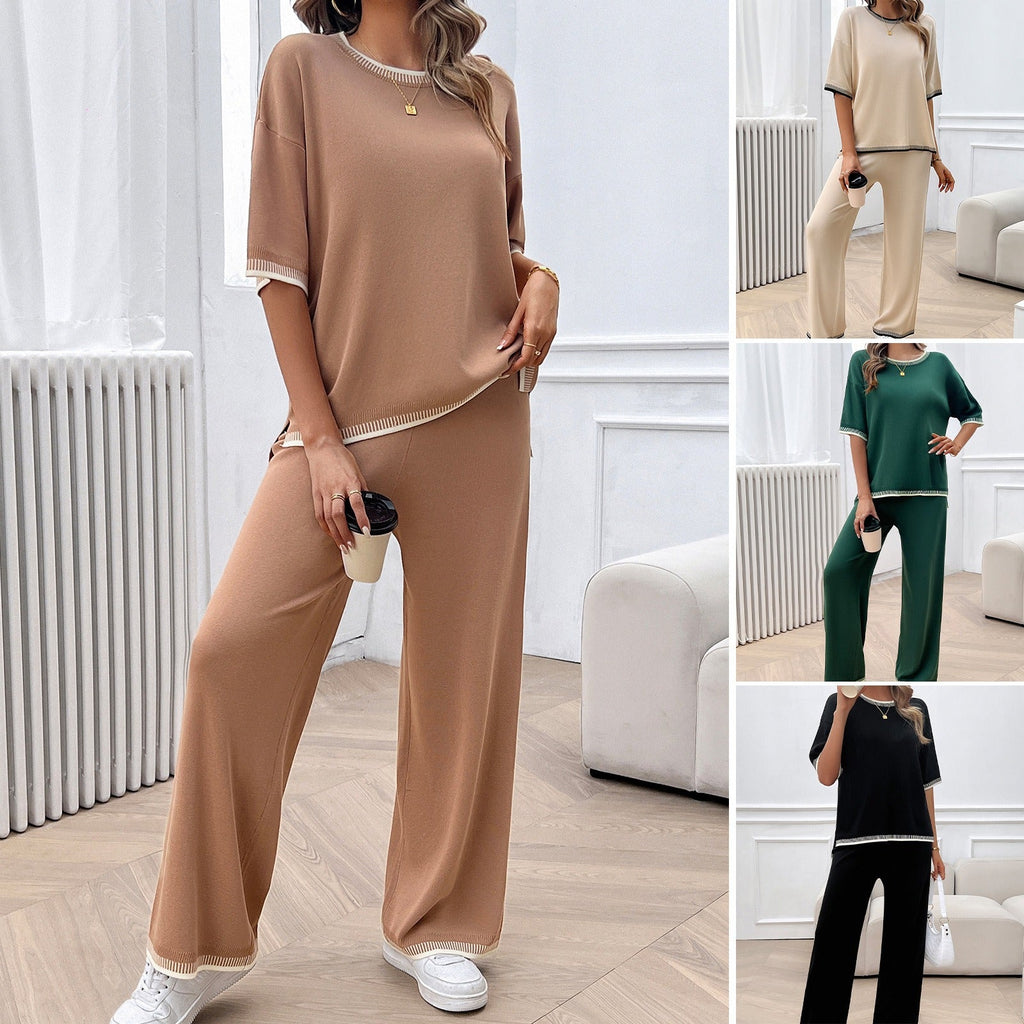 Europäischer und amerikanischer Damen-Frühlings- und Sommer-Casual-Temperament-Pullover- und Hosen-Set