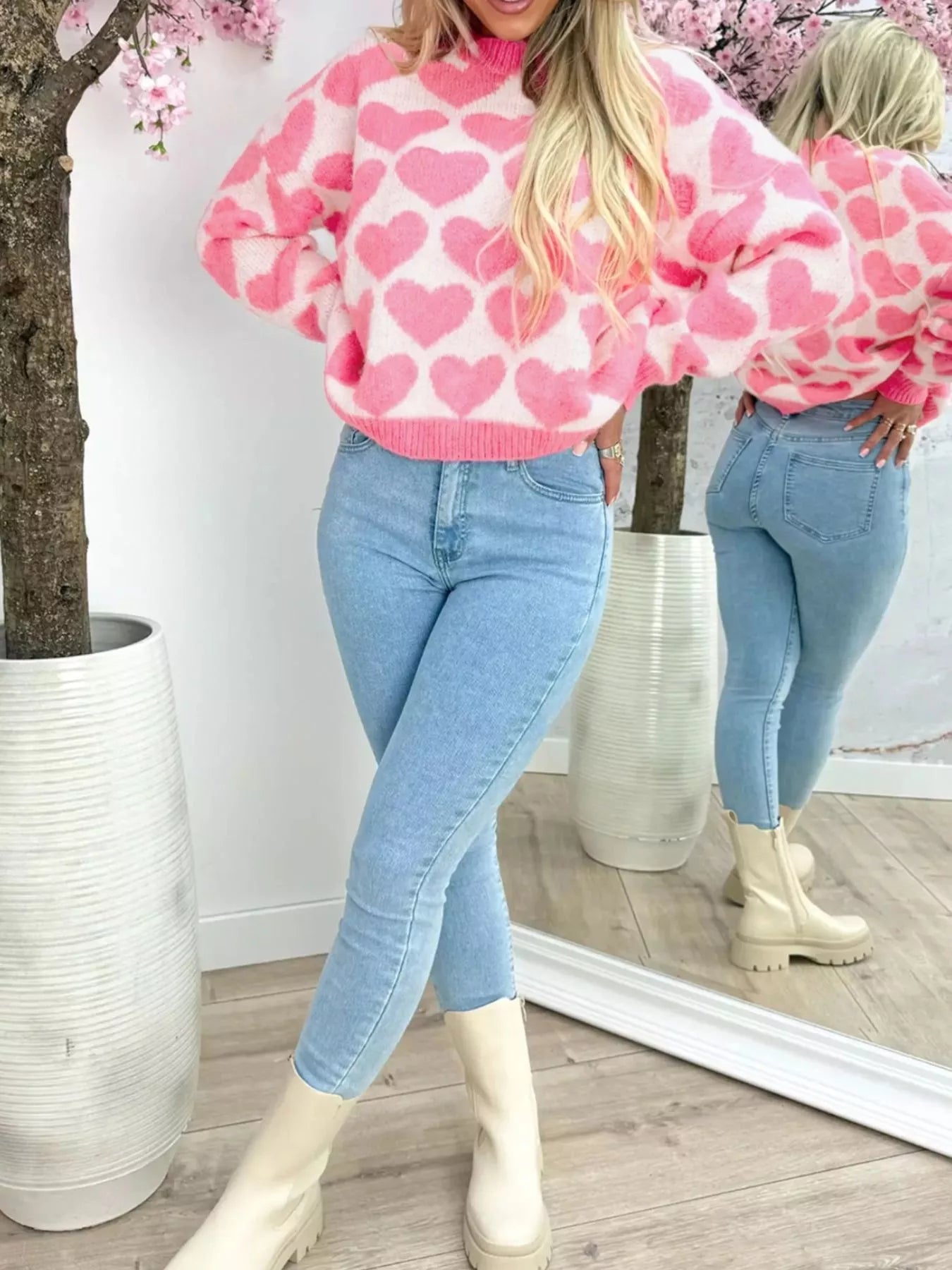 Pull Col Rond Cœur Saint Valentin