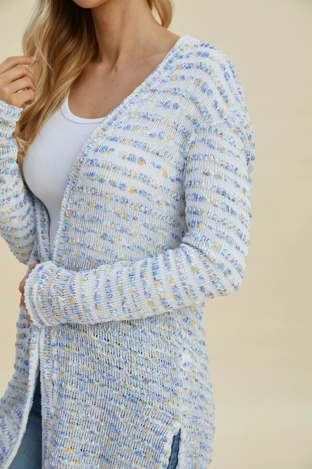 Cardigan long ouvert en maille Double Take