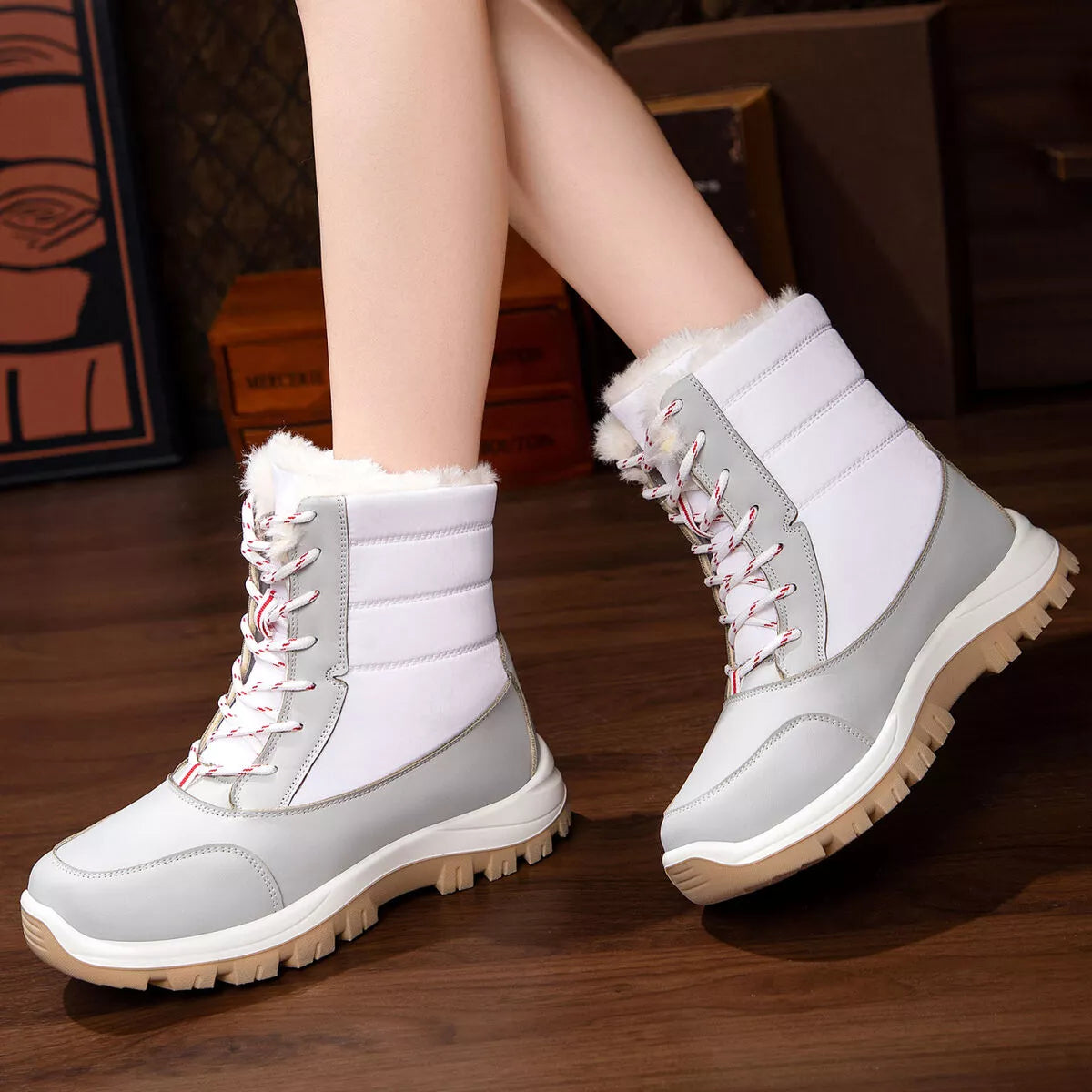 Wasserdichte Winterstiefel mit warmem Fellfutter