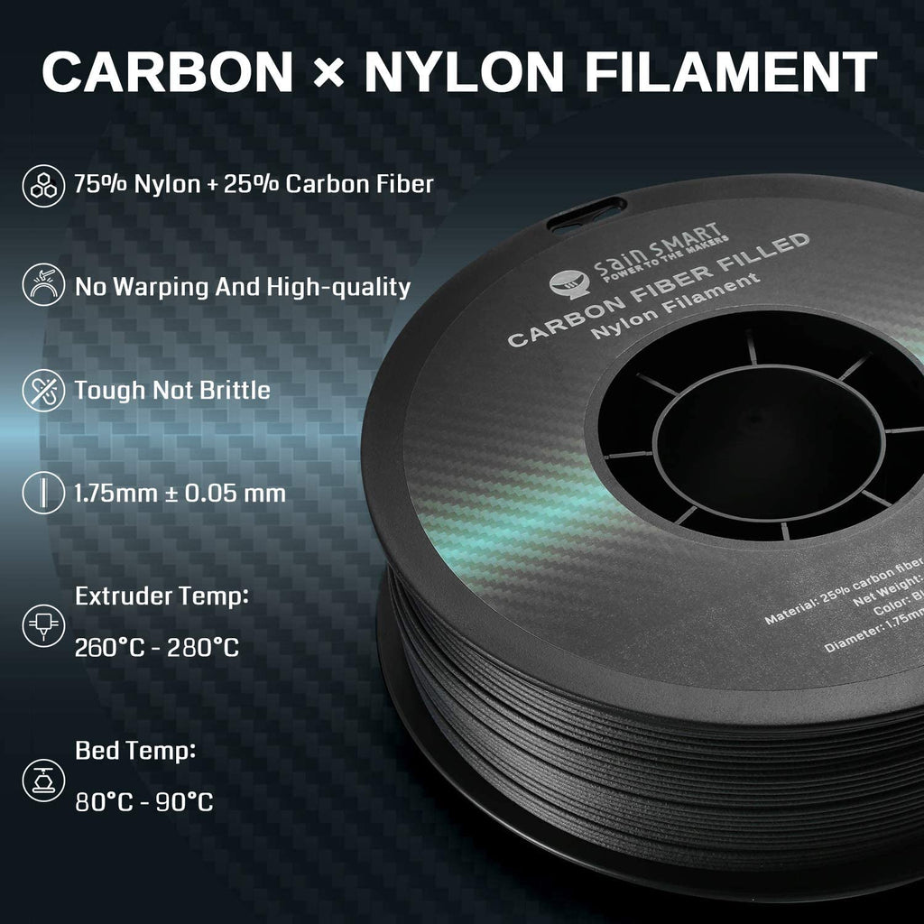 [Offene Verpackung] Nylon+ Kohlefaser Filament 1.75mm 1kg/2.2lb, Schwarz