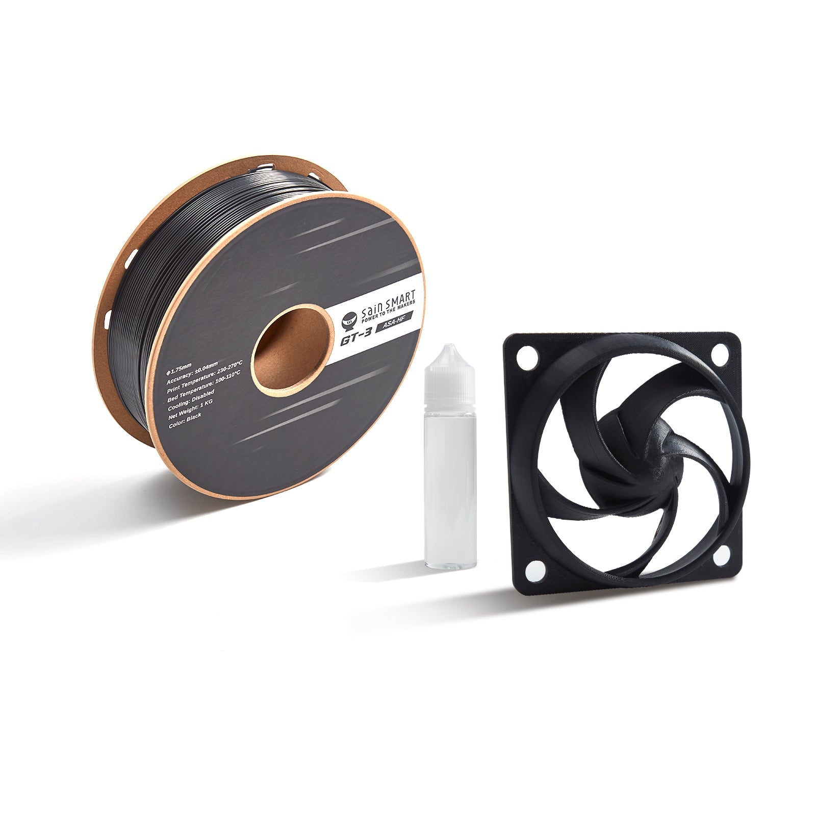 Filament ASA GT-3 haute vitesse, 1,75 mm noir, résistant aux UV et aux intempéries, adapté aux pièces fonctionnelles extérieures, 1 kg, précision +/- 0,04 mm