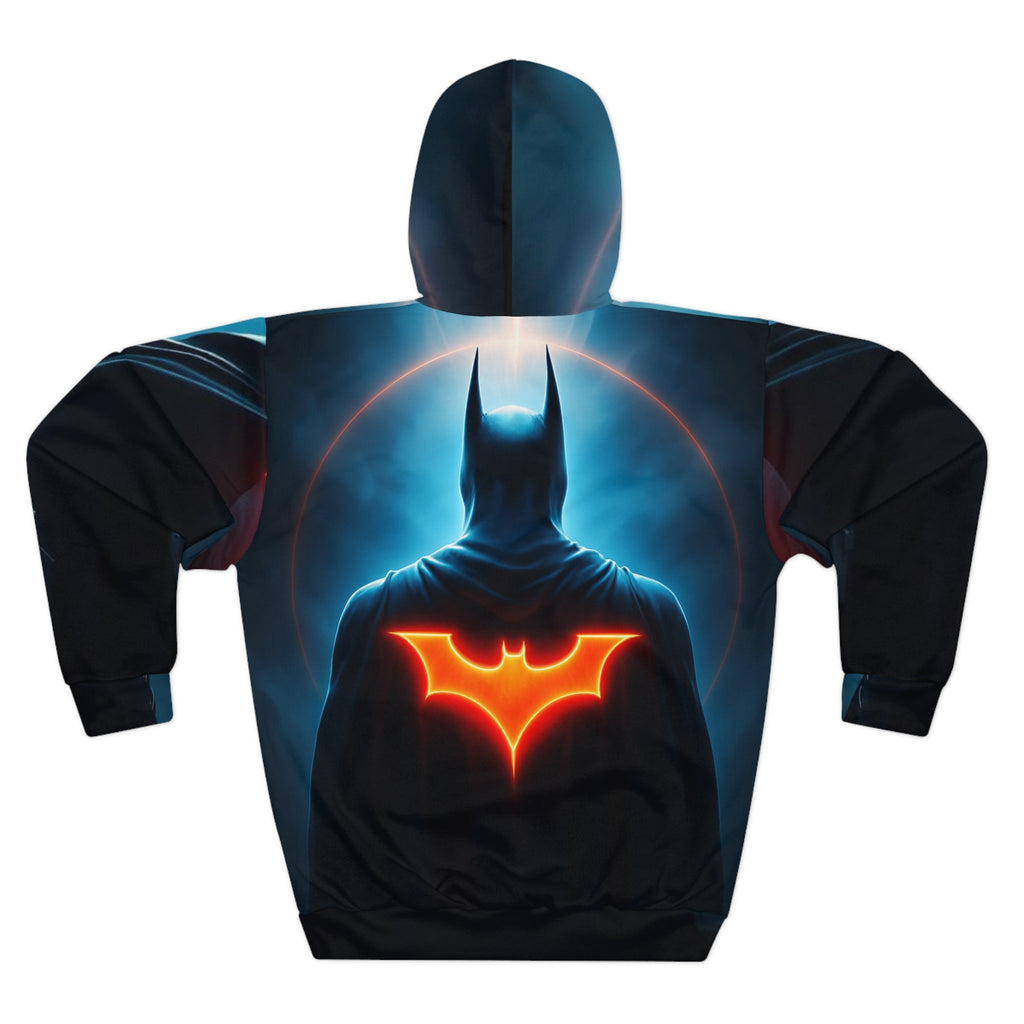 Batman Hommage (anpassbar) AOP Unisex Pullover Hoodie, Superhelden Sweatshirt, Comic-Kleidung, Geek-Mode, Geschenk für Fans, Gemütlicher Layer