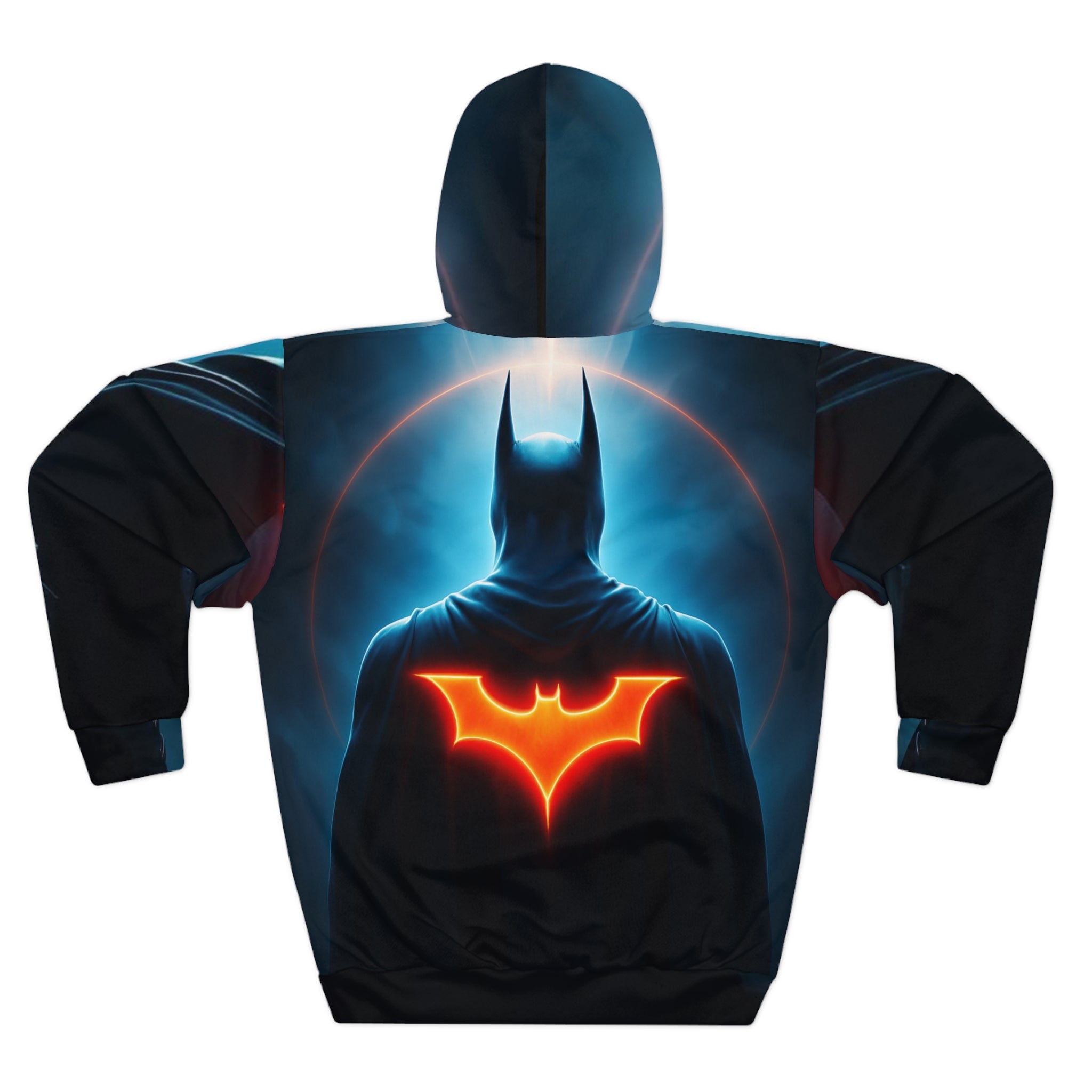 Batman Hommage (anpassbar) AOP Unisex Pullover Hoodie, Superhelden Sweatshirt, Comic-Kleidung, Geek-Mode, Geschenk für Fans, Gemütlicher Layer