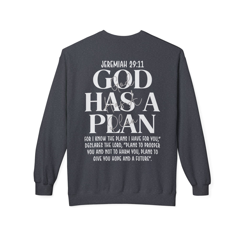 Gott hat einen Plan Rundhals-Sweatshirt – Jeremia 29:11 Christlicher Pullover