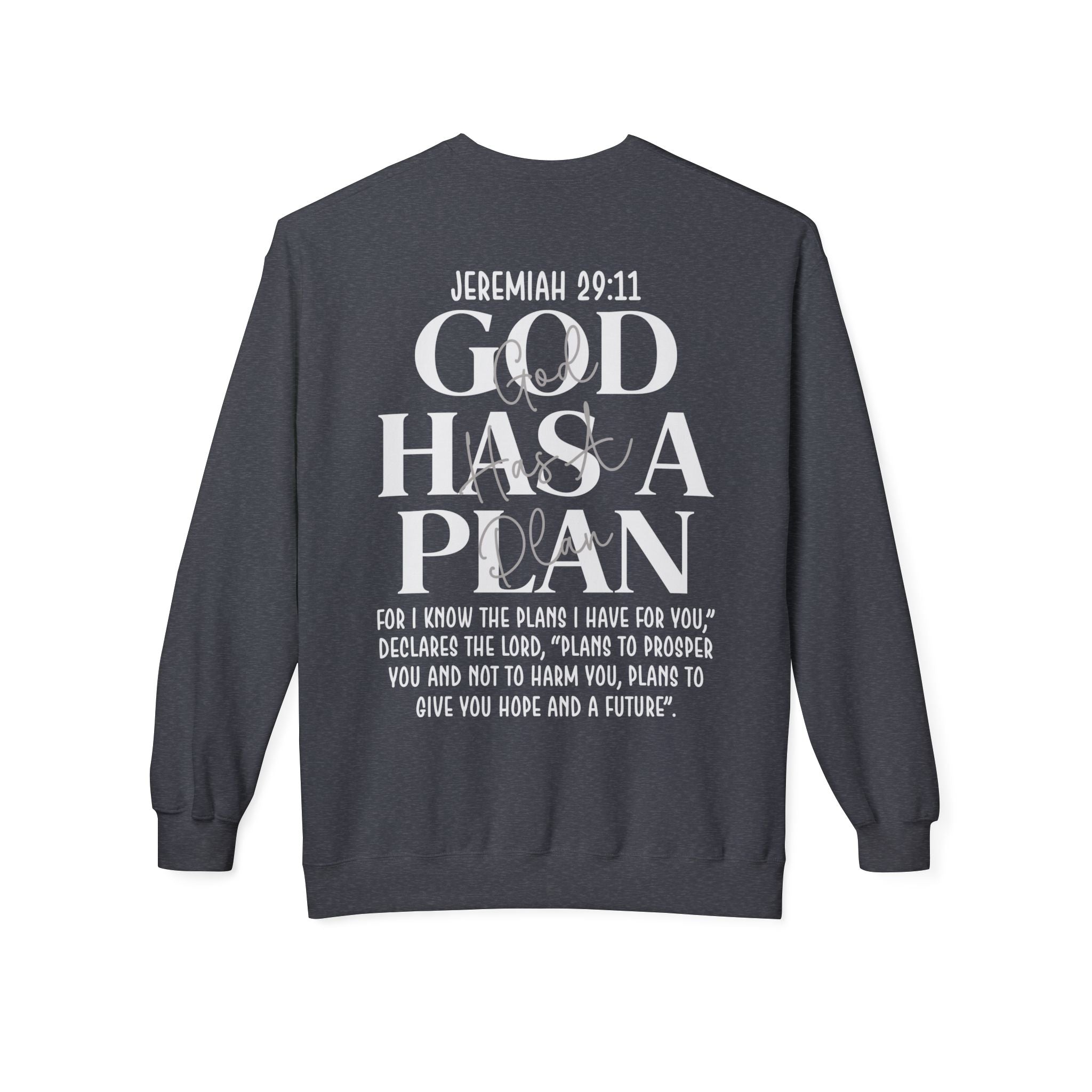 Gott hat einen Plan Rundhals-Sweatshirt – Jeremia 29:11 Christlicher Pullover