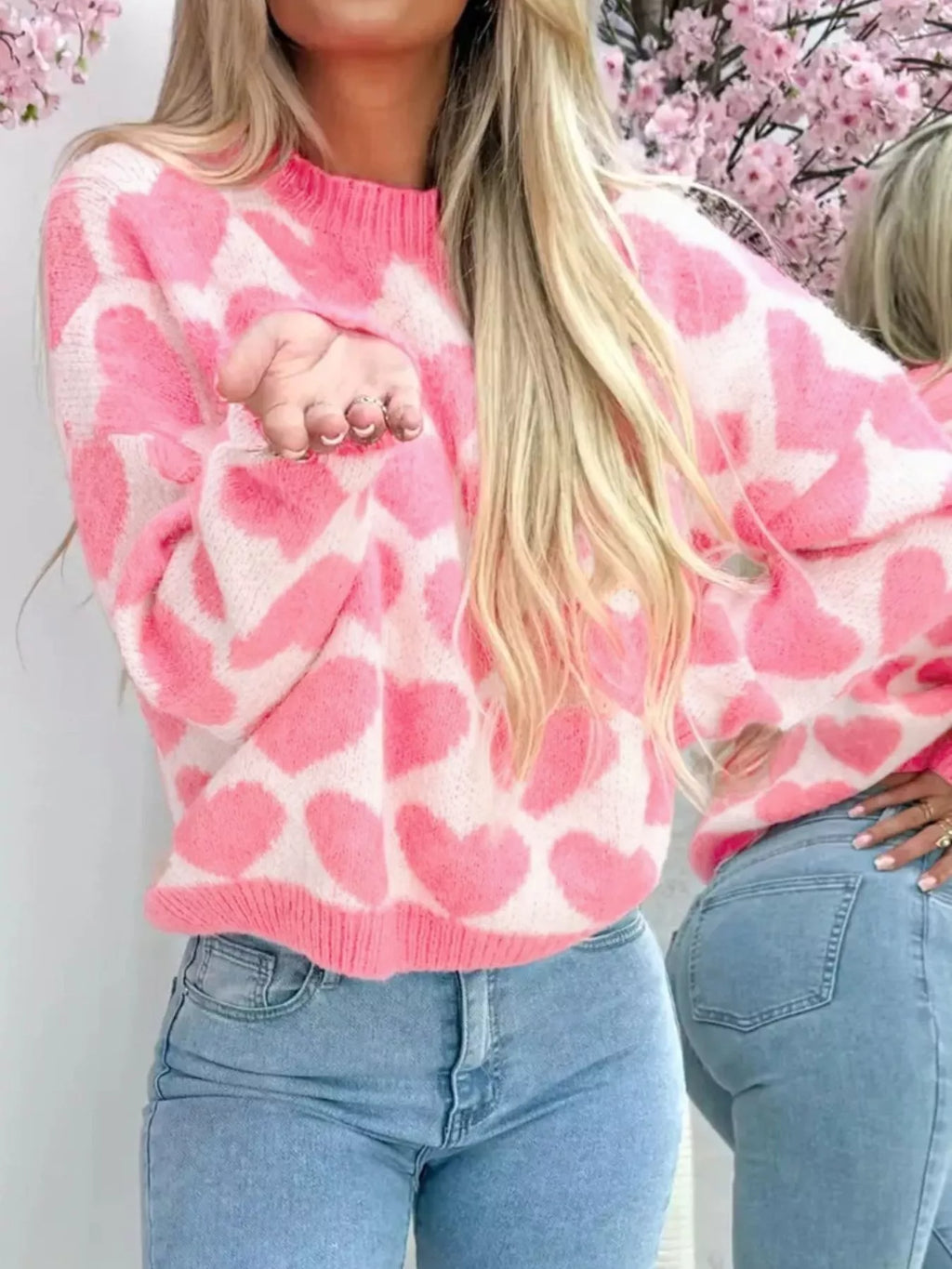 Pull Col Rond Cœur Saint Valentin