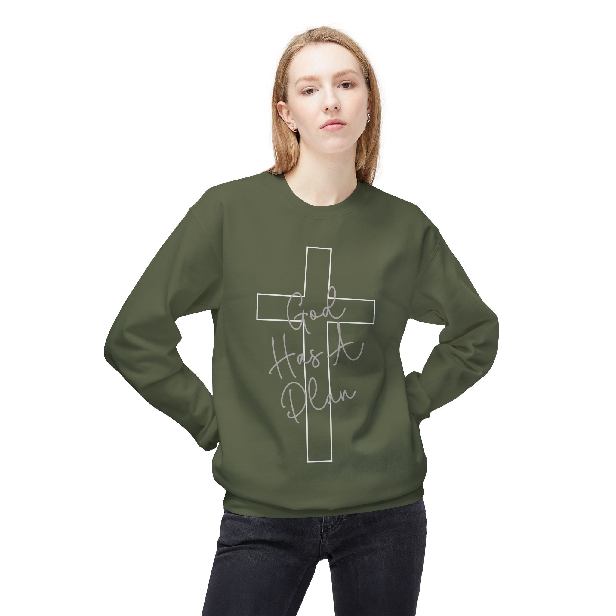 Gott hat einen Plan Rundhals-Sweatshirt – Jeremia 29:11 Christlicher Pullover