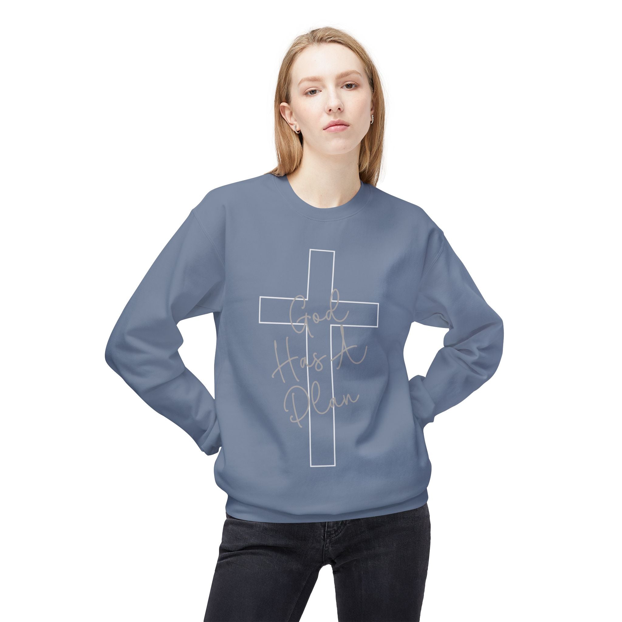 Gott hat einen Plan Rundhals-Sweatshirt – Jeremia 29:11 Christlicher Pullover
