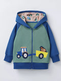 Sweat à capuche zippé pour enfant, motif tracteur