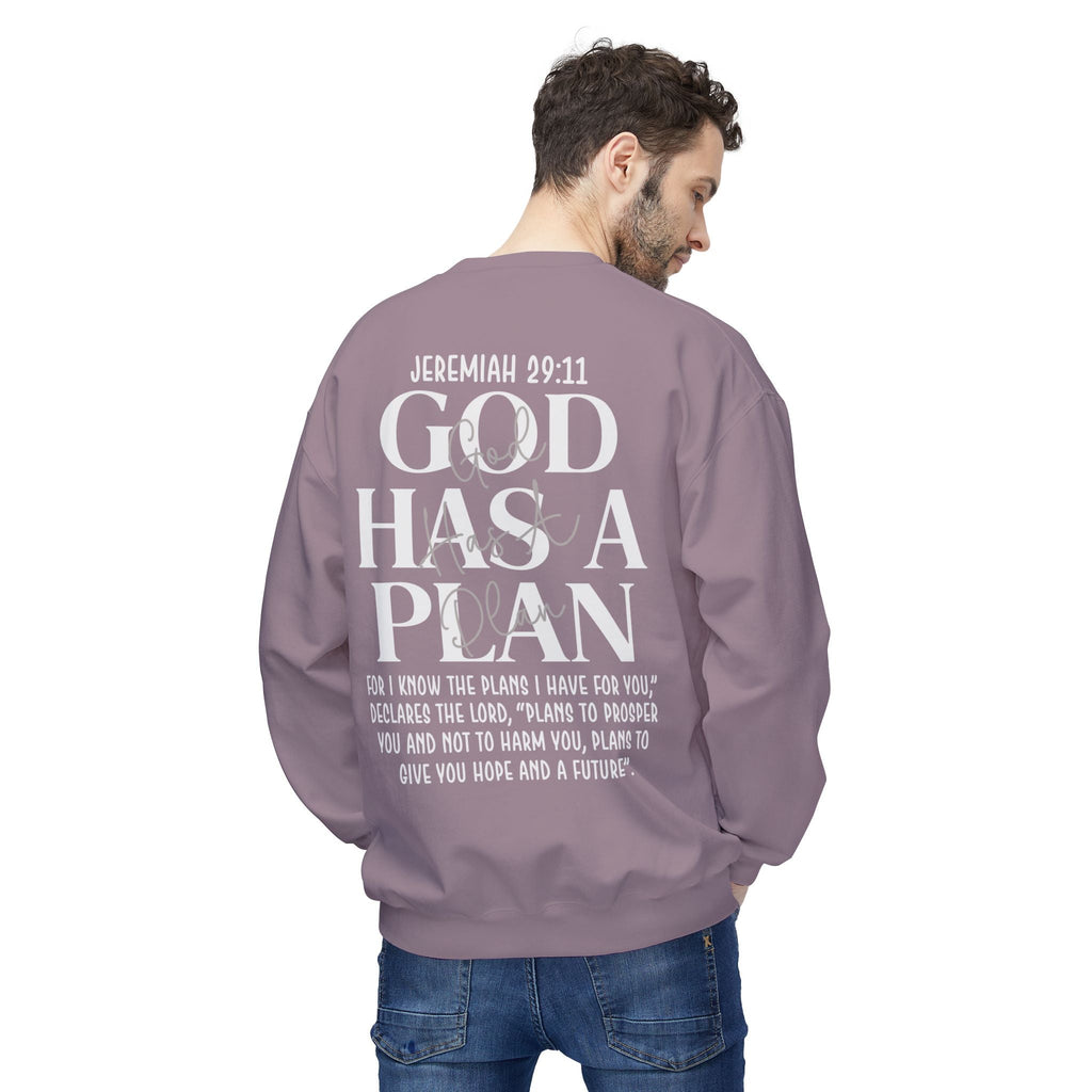 Gott hat einen Plan Rundhals-Sweatshirt – Jeremia 29:11 Christlicher Pullover