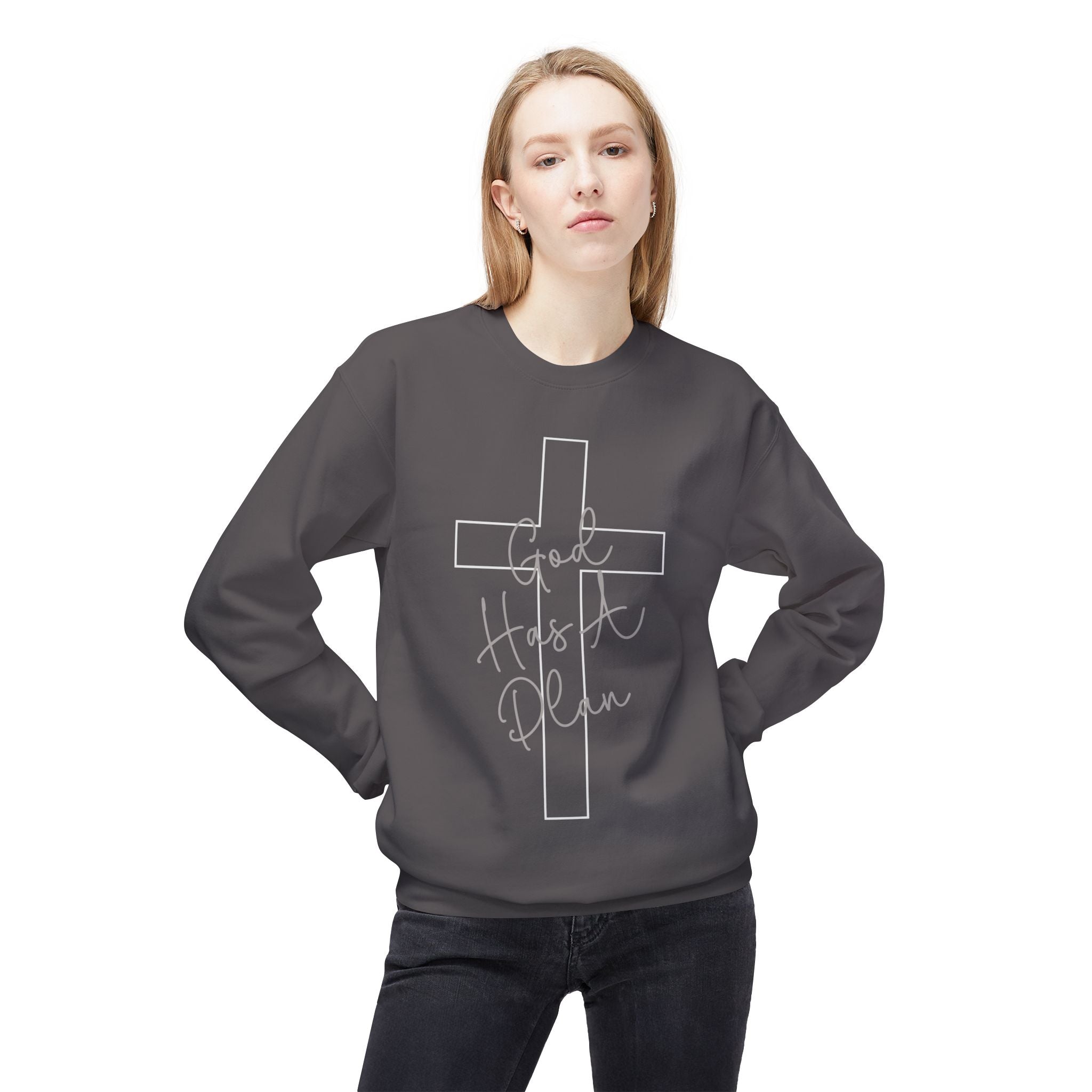 Gott hat einen Plan Rundhals-Sweatshirt – Jeremia 29:11 Christlicher Pullover