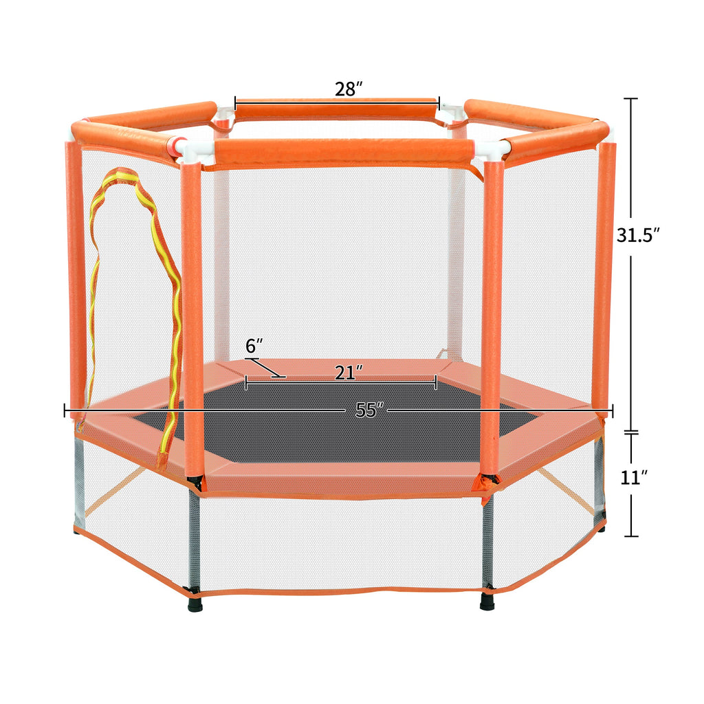 Trampoline pour tout-petits 55'' avec filet de sécurité et balles, mini trampoline intérieur/extérieur pour enfants