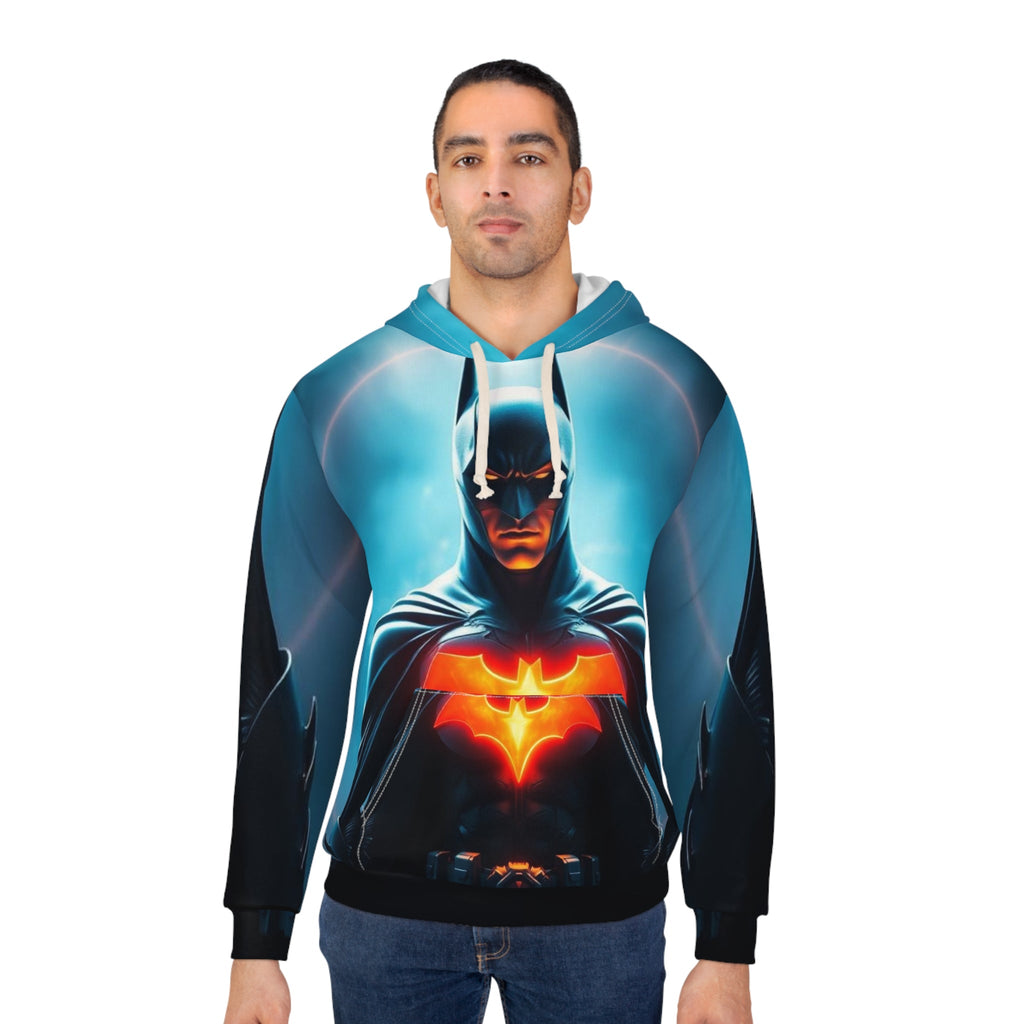 Batman Hommage (anpassbar) AOP Unisex Pullover Hoodie, Superhelden Sweatshirt, Comic-Kleidung, Geek-Mode, Geschenk für Fans, Gemütlicher Layer