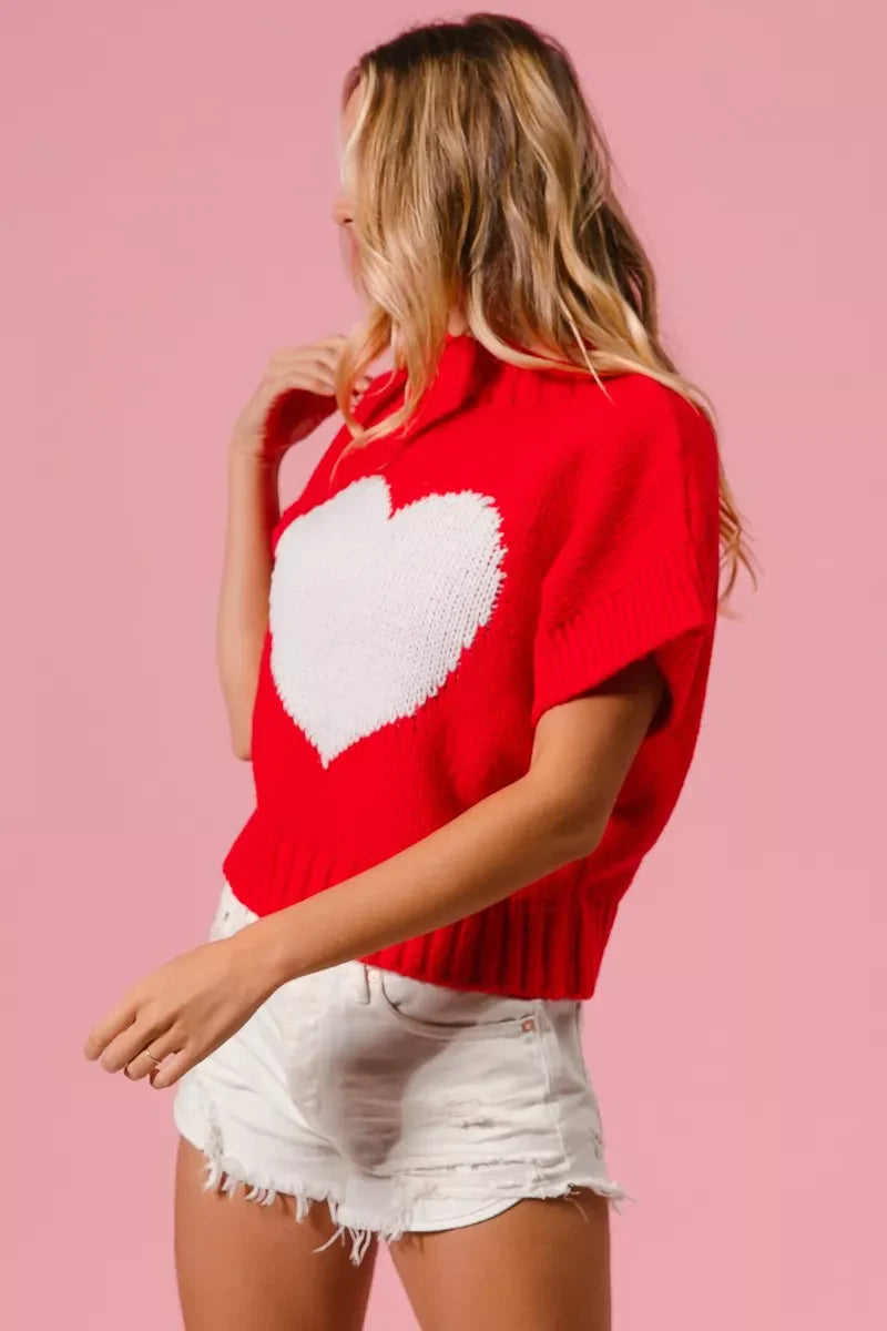 Pull de la Saint-Valentin BiBi avec motif cœur et bords-côtes