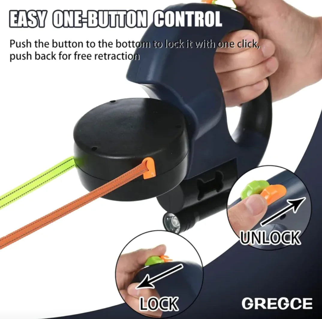 Laisse double rétractable anti-enchevêtrement pour chiens