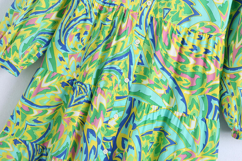 Nouvelle Robe Longue Imprimée à Manches Longues pour Femme (Printemps)