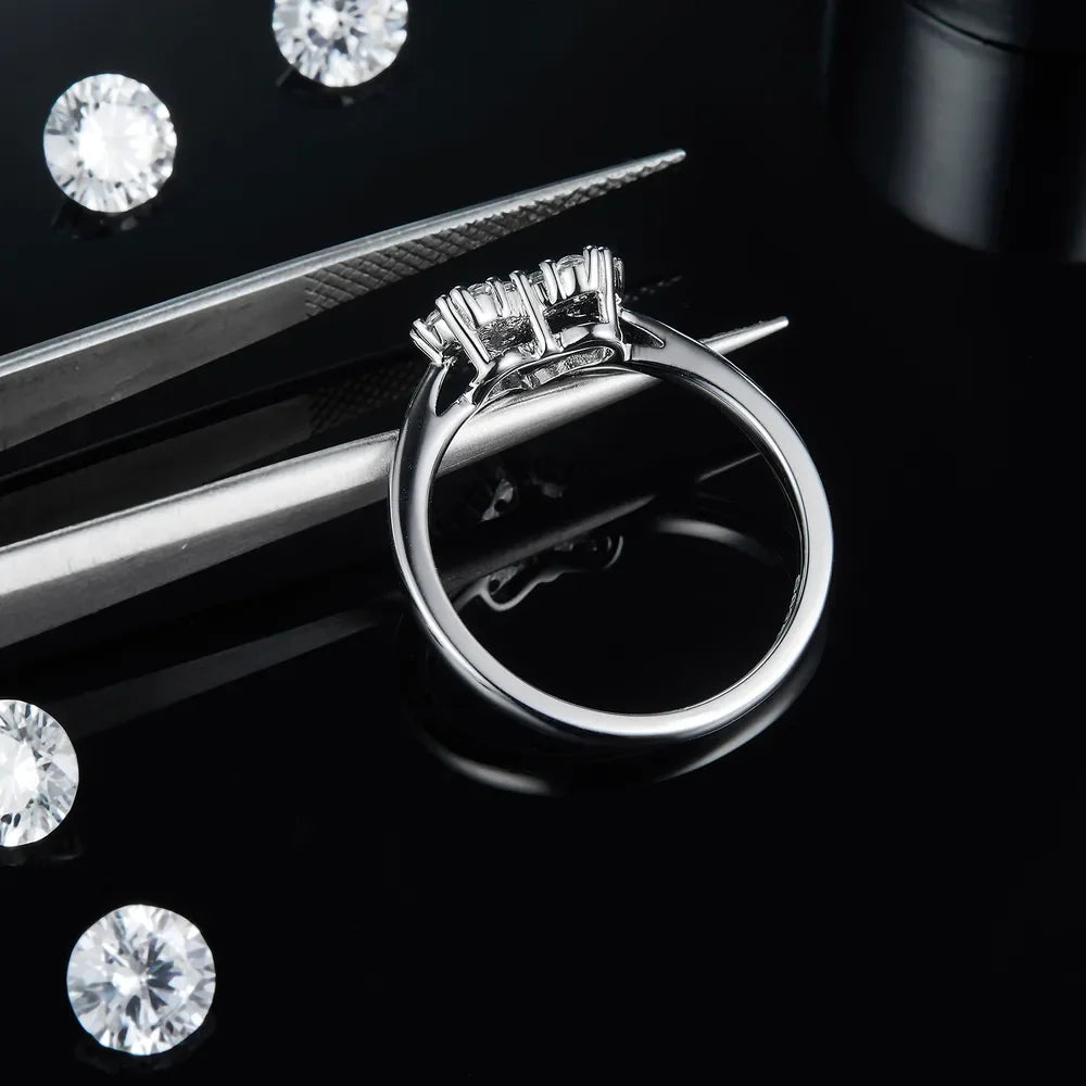 Bague Cœur en Argent Sterling 925 avec Moissanite