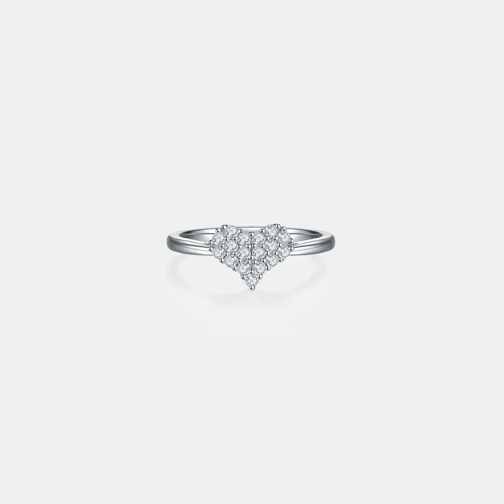 Bague Cœur en Argent Sterling 925 avec Moissanite
