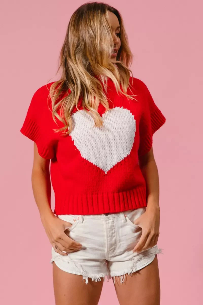 Pull de la Saint-Valentin BiBi avec motif cœur et bords-côtes