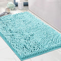 Tapis de bain doux en chenille bleue