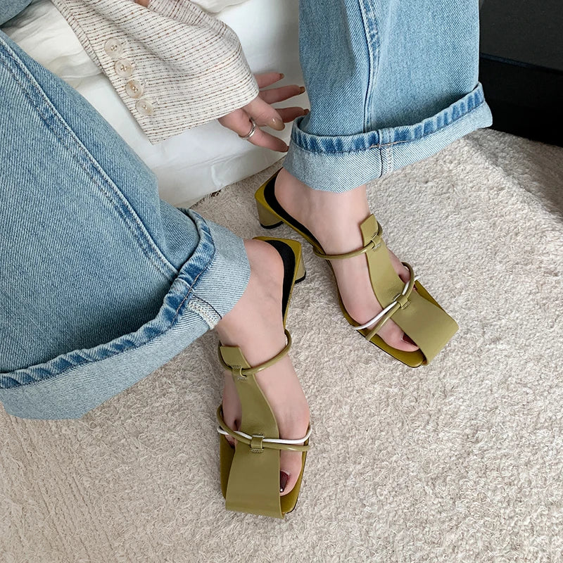 Nouvelles pantoufles d'été pour femmes, mules à talons hauts, sandales, chaussures décontractées pour femmes, chaussures de gladiateur Zapatos De Mujer pour dames