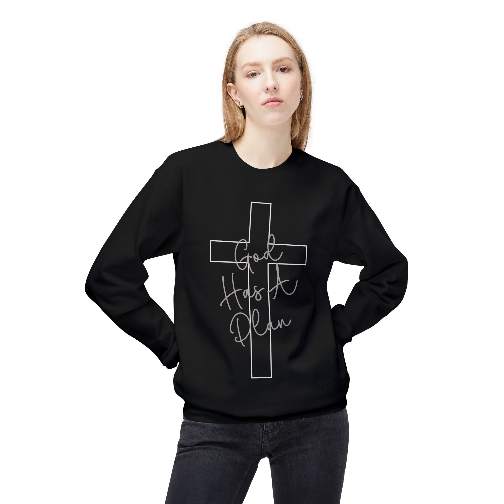Gott hat einen Plan Rundhals-Sweatshirt – Jeremia 29:11 Christlicher Pullover