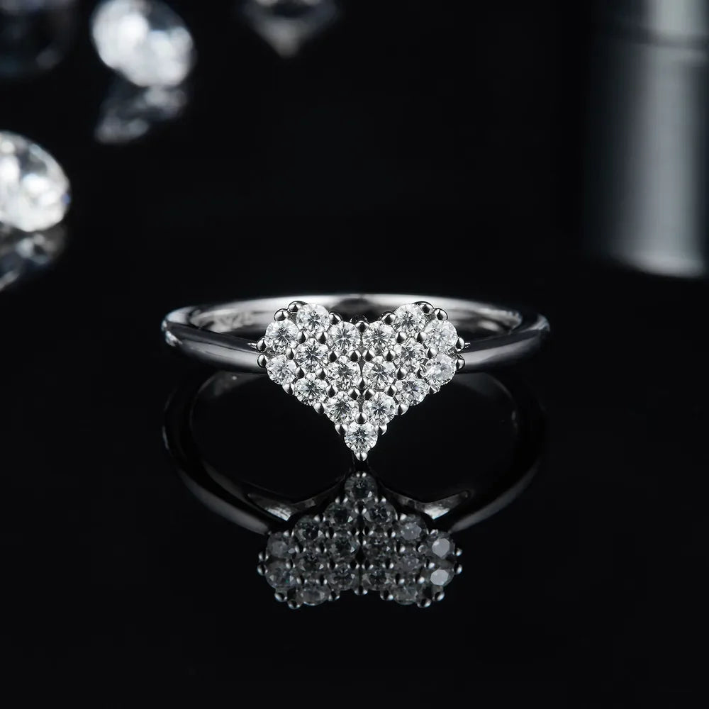 Bague Cœur en Argent Sterling 925 avec Moissanite