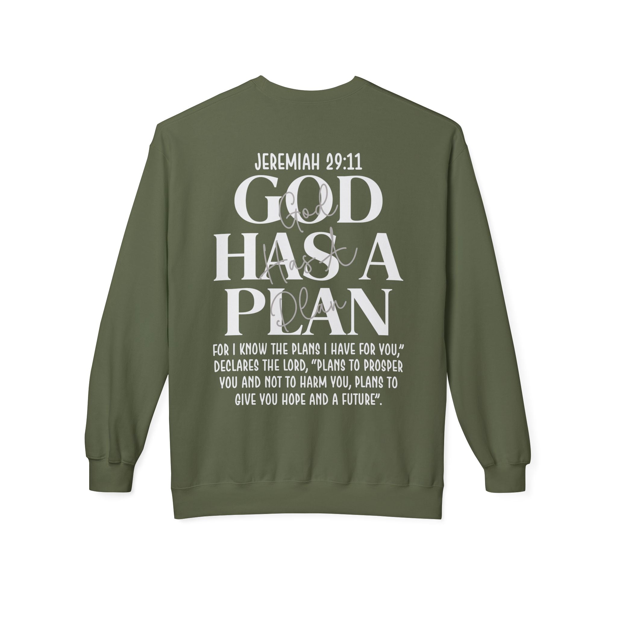 Gott hat einen Plan Rundhals-Sweatshirt – Jeremia 29:11 Christlicher Pullover