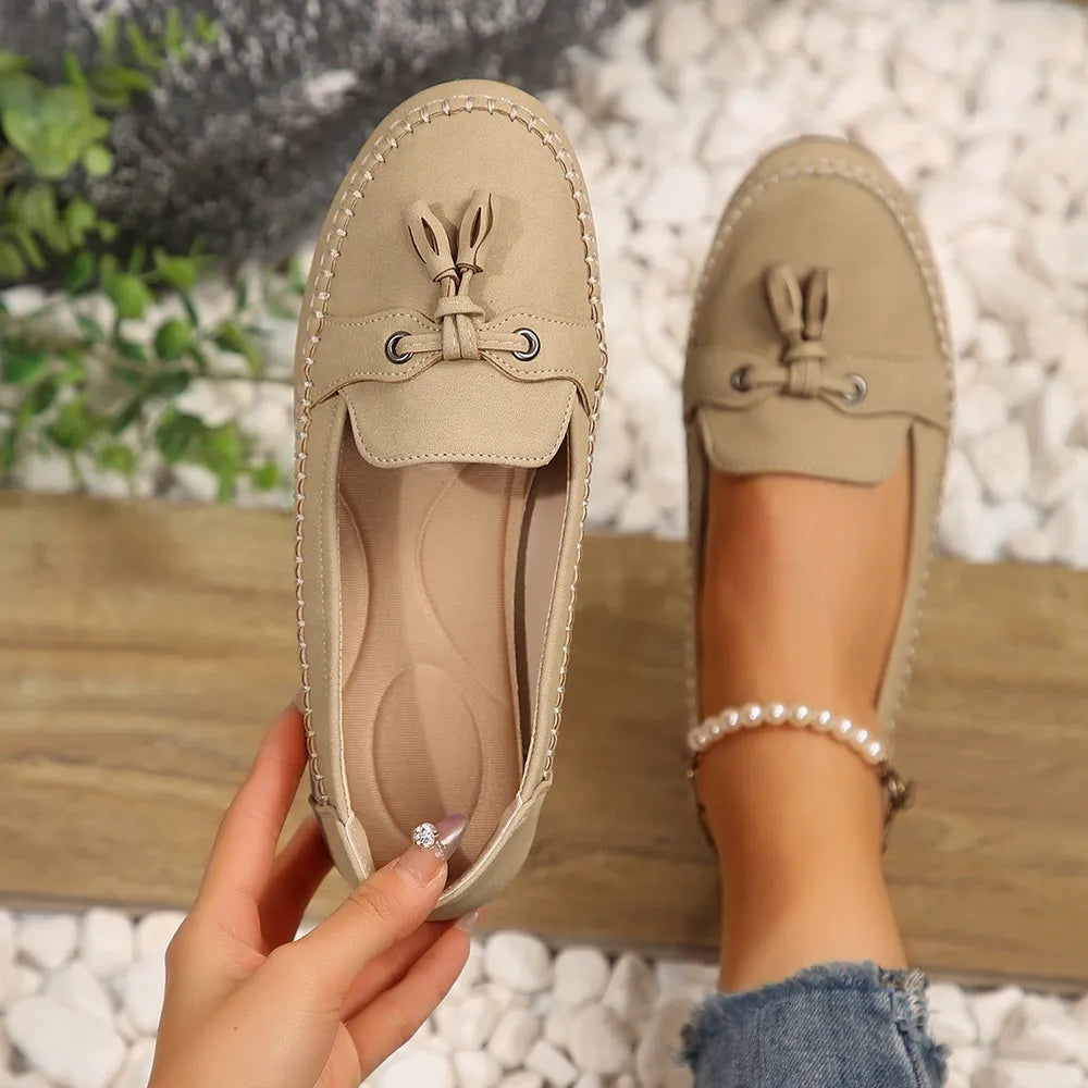 Frühlingsneue Damen Halbschuhe Leder Casual Mokassins für Damen