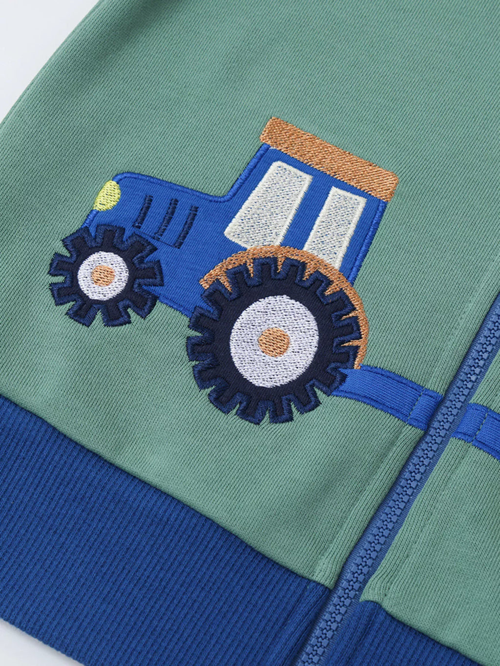 Sweat à capuche zippé pour enfant, motif tracteur