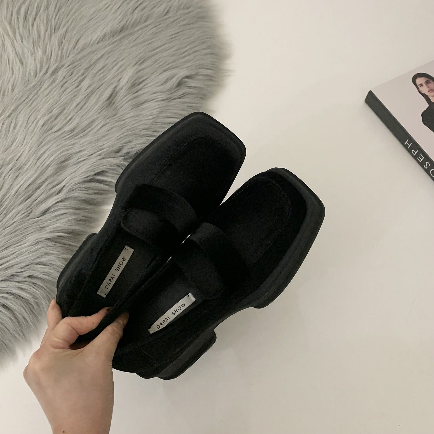 Klobige Plateau-Wildleder-Freizeitschuhe für Damen