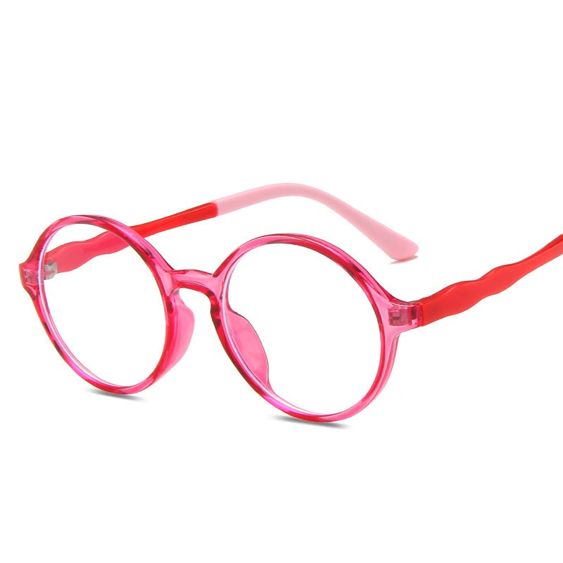 Neue runde Kinderbrille mit Blaulichtfilter, flacher Spiegel, Tr90 bunte Kinderbrille für Schüler