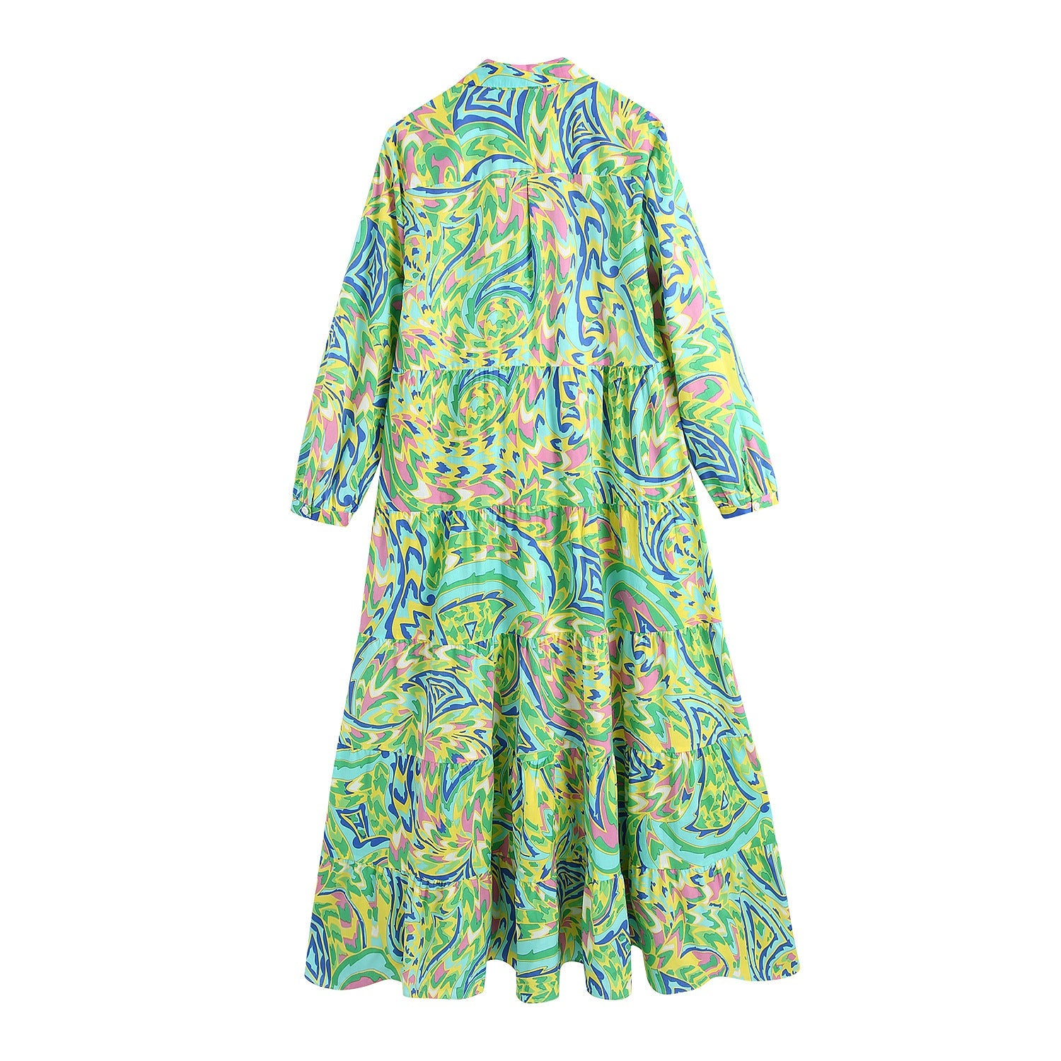 Nouvelle Robe Longue Imprimée à Manches Longues pour Femme (Printemps)