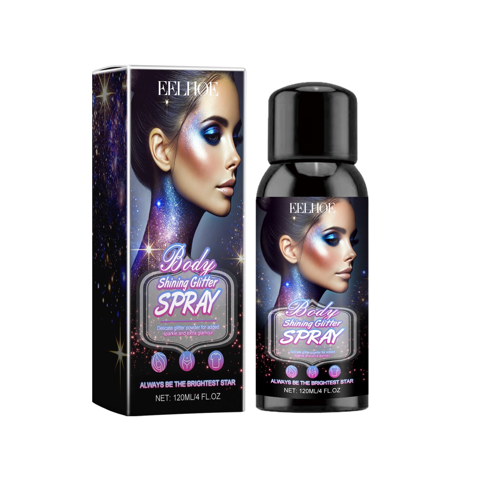Aufhellendes Glitzer-Spray, Glitzer-Highlight-Spray, natürlich, Stereo, langanhaltend, aufhellend, Glitzer